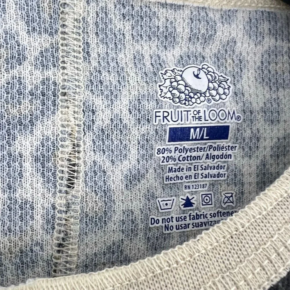 Fruit  of the Loom Women's Waffle Unionsuit Animal Print Size M/L - Picture 3 of 9